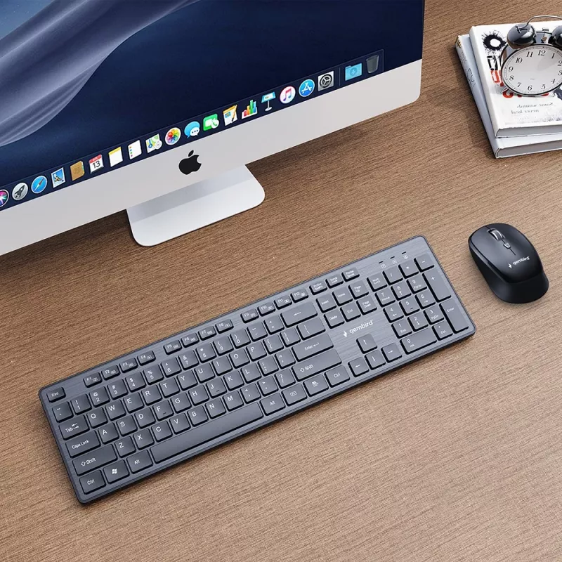Gembird KBS-WCH-04 Drahtloses Desktop-Set (Tastatur + Maus), schwarz, US-Layout