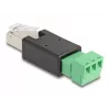 DeLOCK 66607 Kabel-Adapter RJ45 3-polige Klemmleiste Schwarz Grün