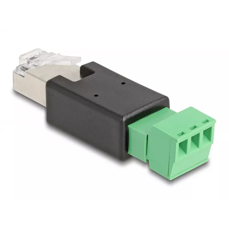 DeLOCK 66607 Kabel-Adapter RJ45 3-polige Klemmleiste Schwarz Grün