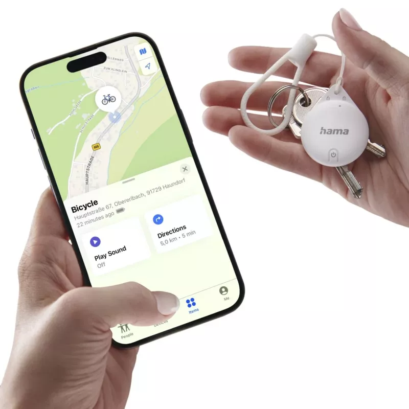HAMA Item Finder 00185815 Bluetooth für Apple Wo ist? App, weiß — Tracker zum Auffinden persönlicher Gegenstände