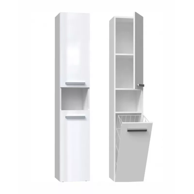 Badezimmerschrank NEL III 31x30x174 cm, weiß, hochglänzend