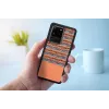 Handyhülle man and wood für Samsung Galaxy S20 Ultra — braunes Karomuster mit schwarzer Umrandung