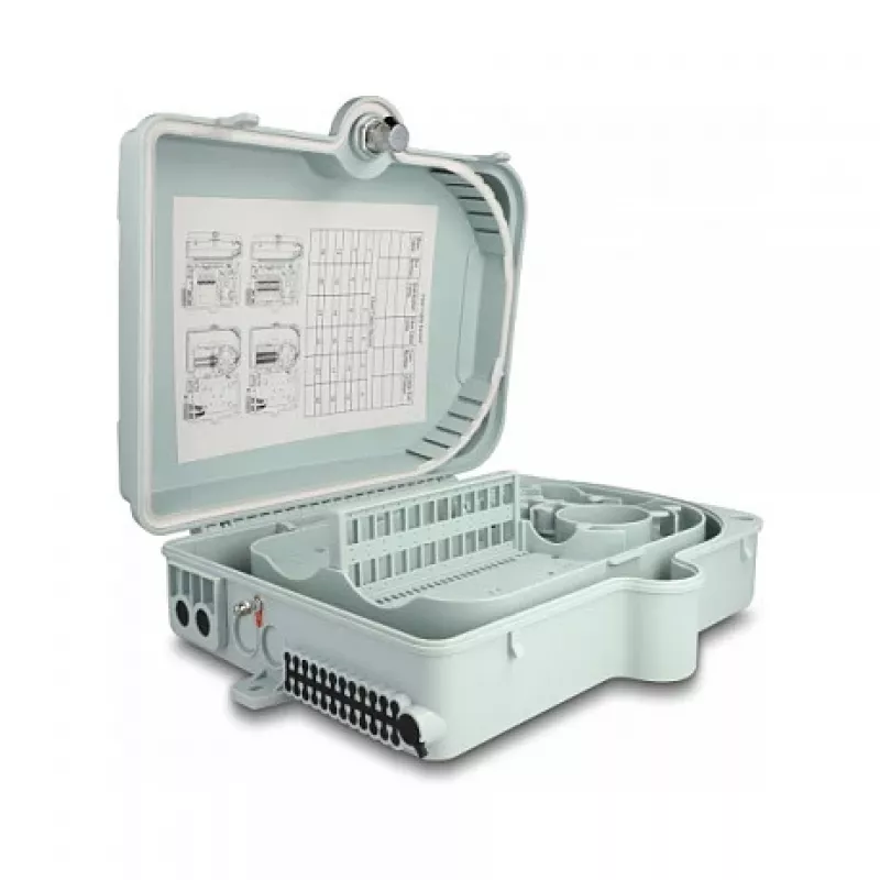 DeLOCK Glasfaser-Verteilerbox 24 Ports IP65 wasserdicht Grau
