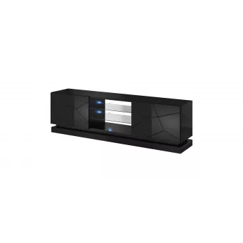Cama TV-Schrank QIU 200 MDF schwarz glänzend/schwarz glänzend