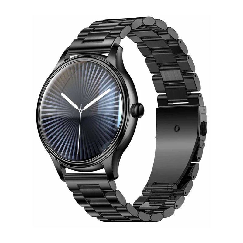 Smartwatch Colmi L28 mit schwarzem Gehäuse und schwarzem Edelstahlarmband
