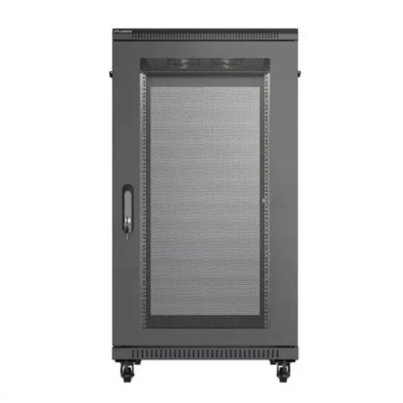 19-Zoll-Rack-Schrank LANBERG FF01-6022-23B, 22U, 600×1000 mm, schwarz, perforierte Türen