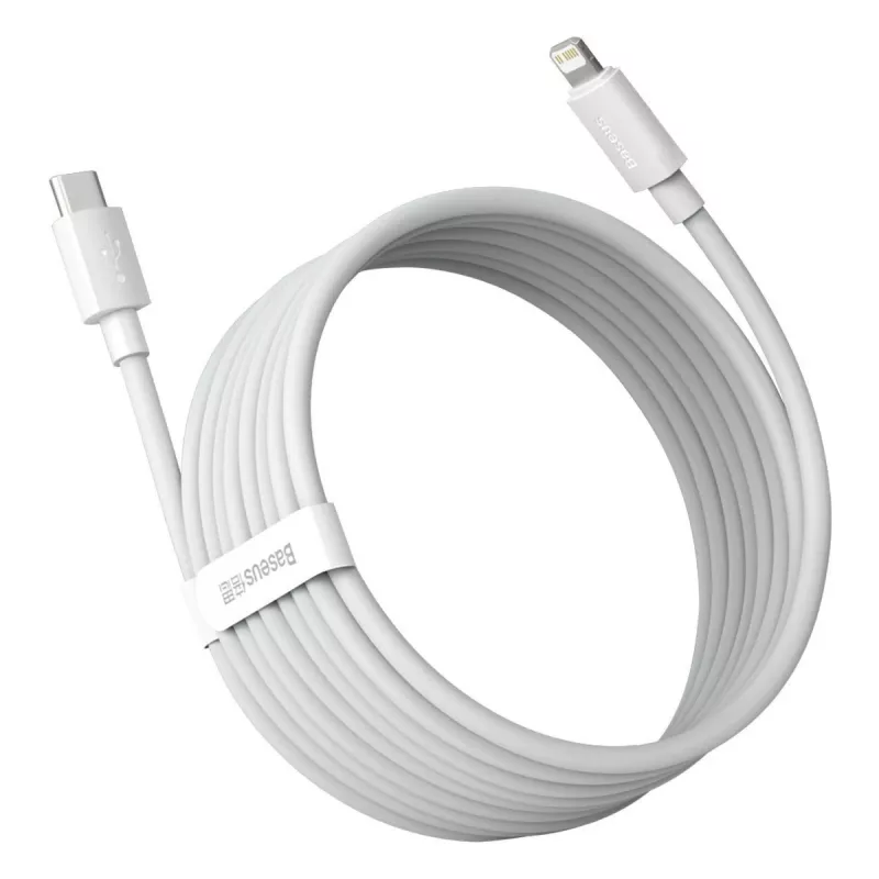 Baseus Simple Wisdom Datenkabel-Kit USB-C auf Lightning PD 20W (2 Stück/Set) 1,5m Weiß