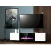 TV-Schrank Cama Meble PAFOS EF mit elektrischem Kamin 180×42×49 cm, weiß matt