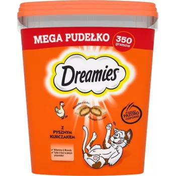 Dreamies Leckerlis gemischte Geschmacksrichtungen mit Huhn und Käse 350 g — knusprig-fleischiger Snack für ausgewachsene Katzen, Protein 22 %, Fett 22 %