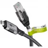 Wentronic goobay - Netzwerkkabel - 24 Pin USB-C (M) auf RJ-45 (M) - 1,0 m - 6 mm - FTP - CAT 6 - USB 3.1 - geflochtenes Kabel - Schwarz, Silber (70696)