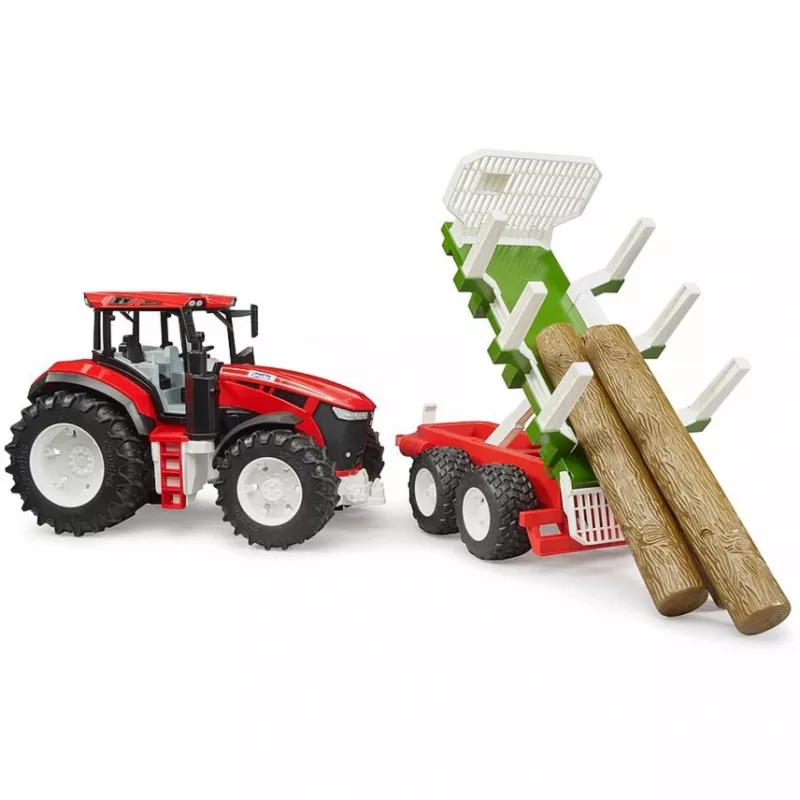 BRUDER Traktor mit Holzanhänger BR-03453 – Mechanisches Spielzeug, kompatibel mit Bruder-Figuren