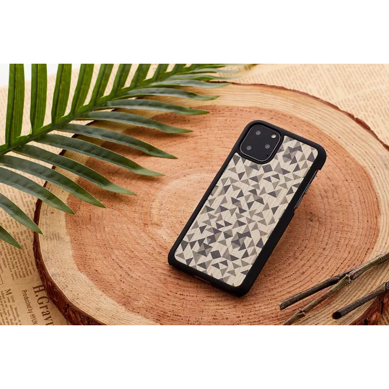 Handyhülle man and wood für iPhone 11 Pro Max – schwarz Mono-Dreieck-Design