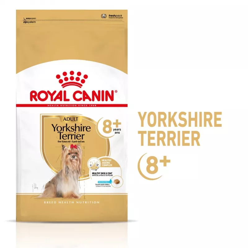 Trockenfutter für Hunde Royal Canin Yorkshire Terrier 8+ 1,5 kg — Geflügel, Senior kleine Rasse, 29 % Protein, 18 % Fett