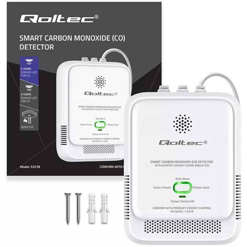 CO-Melder QOLTEC 52576 – Kohlenmonoxid-Sensor, 85 dB Alarm