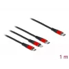 USB-Ladekabel DeLOCK 3-in-1 USB Type-C auf Lightning Micro USB USB Type-C 1 m schwarz rot