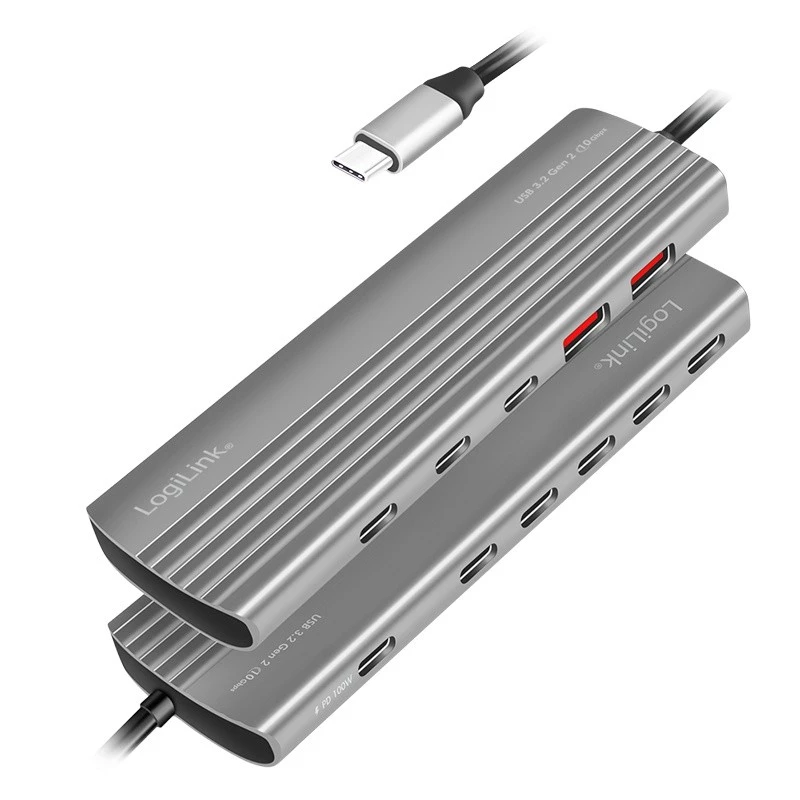 LogiLink USB 3.2 Gen2 Hub 4+1-Port 2x USB-A 2x USB-C PD 100W Aluminium