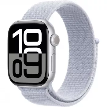 Apple Watch Series 10 Aluminiumgehäuse GPS + Cellular 42 mm Silber Sport Loop Blau cloud