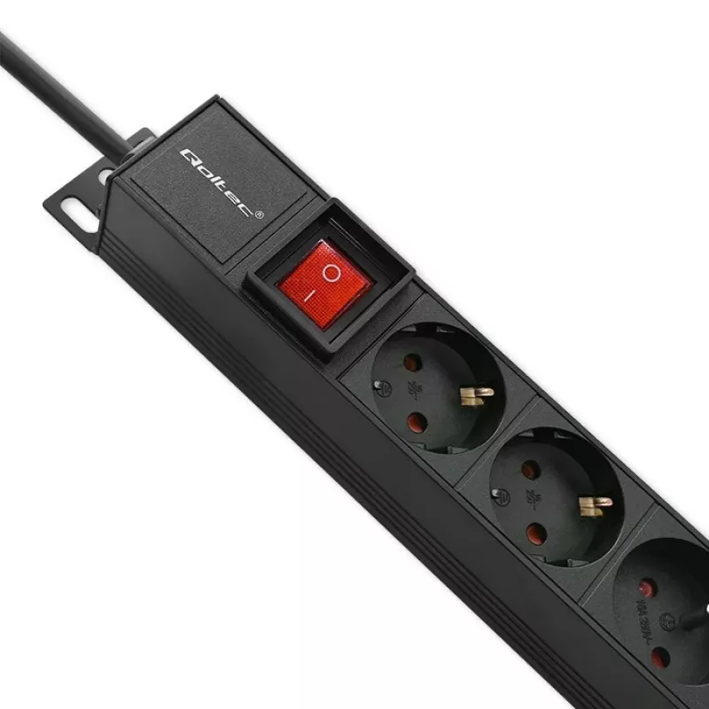 Qoltec Aluminium-PDU für RACK | 16A | 16 x Schuko | Vertikal | 1,8 m