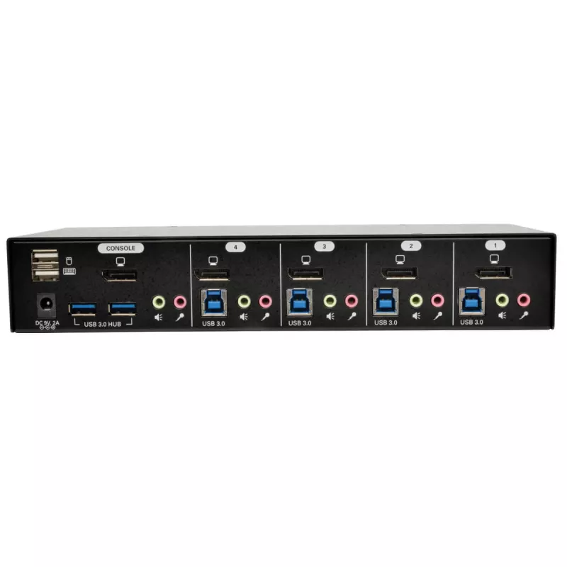 EATON TRIPPLITE 4-Port DisplayPort KVM Switch mit Audiokabeln und USB 3.0 SuperSpeed Hub (B004-DPUA4-K)