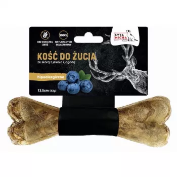 Kauknochen SYTA MICHA Hirschhaut & Beeren 13,5 cm — Zahnpflegesnack, Hirschgeschmack, gluten- und konservierungsstofffrei
