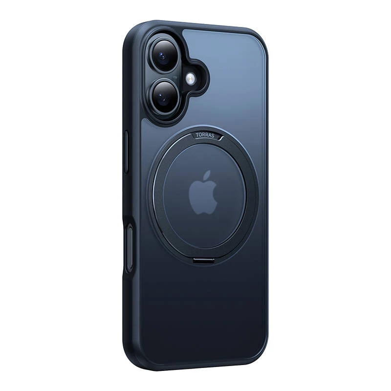 Schutzhülle Torras Ostand Pro für iPhone 16 Plus — Schwarz, schlankes Profil, leicht