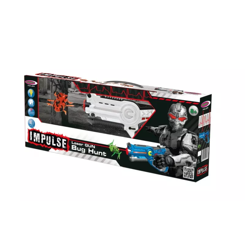 Jamara 410065 Impulse Laser Bug Hunt Set, Spielzeug-Laserpistole mit Ziel, Weiß/Orange