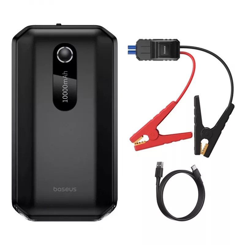 Baseus BS-CH001 - Starthilfegerät, Booster 10000 mAh 12V (1000 A / 500 A) + Krokodilklemmen (schwarz)