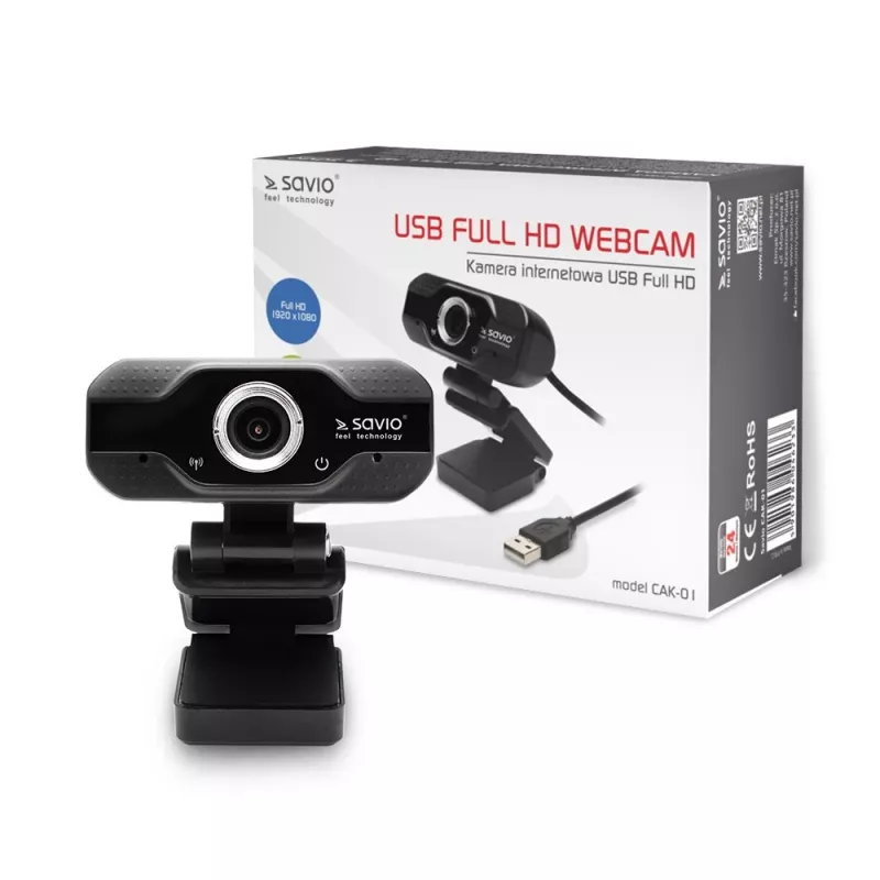 Savio Internetkamera Webcam USB Full HD mit eingebautem Mikrofon
