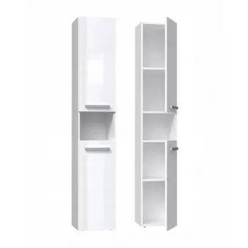 Badezimmerschrank NEL I 31x30x174 cm, weiß, glänzend