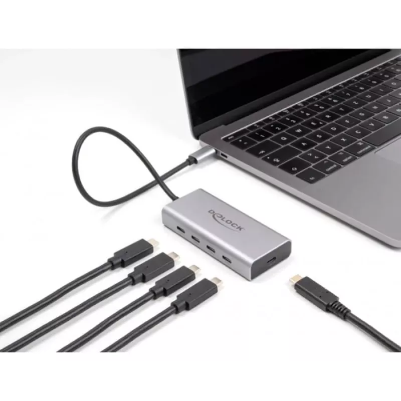 DELOCK USB Hub 10 Gbps Typ-C 4 Ports PD 85W 30cm Kabel