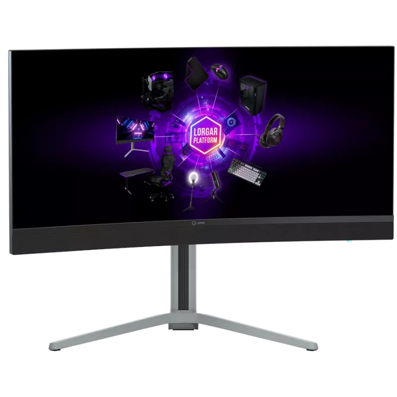 LORGAR 34MP1, UWQHD MiniLED Gaming Monitor Pro, 34'' (3440*1440) VA curved monitor, schwarz/milchgrau