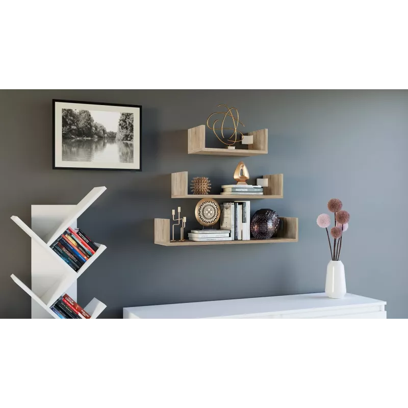 Topeshop MOBI 3P SONOMA Regal Schwebendes Regal Wandmontage Spanplatte Eiche