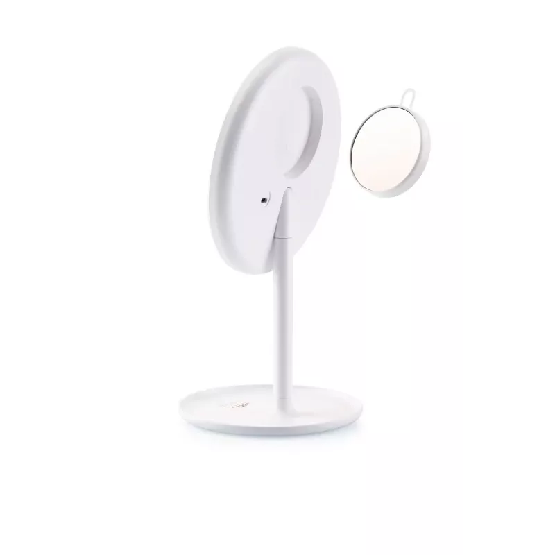 Freistehender LED-Schminkspiegel ETA Fenité rund 20 cm, Touch-Steuerung, USB, integrierte LiPo-Batterie
