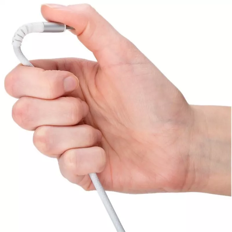 Goobay KAB USB-C (ST-ST) 2m Verbindungskabel Textilmantel Weiß USB-Kabel USB 2.0 USB C (70194)