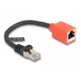 Netzwerkkabel DeLOCK RJ45 Geräteschutzadapter Cat.6A S/FTP 20 cm Schwarz Rot