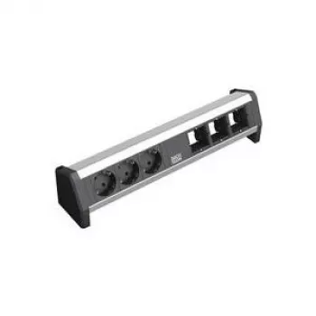 Power Extension 3 AC Outlet Bachmann 902.002 Schwarz Silver