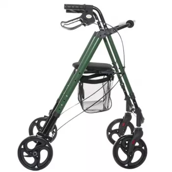 Rollator MDH Grün mit Sitz und Tasche – Aluminiumrahmen, 4 Räder, höhenverstellbar, max. Belastung 136 kg