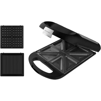 Cecotec Sandwichmaker | Rock'nToast Family 3in1 | 1500 W | Anzahl Platten 3 | Schwarz