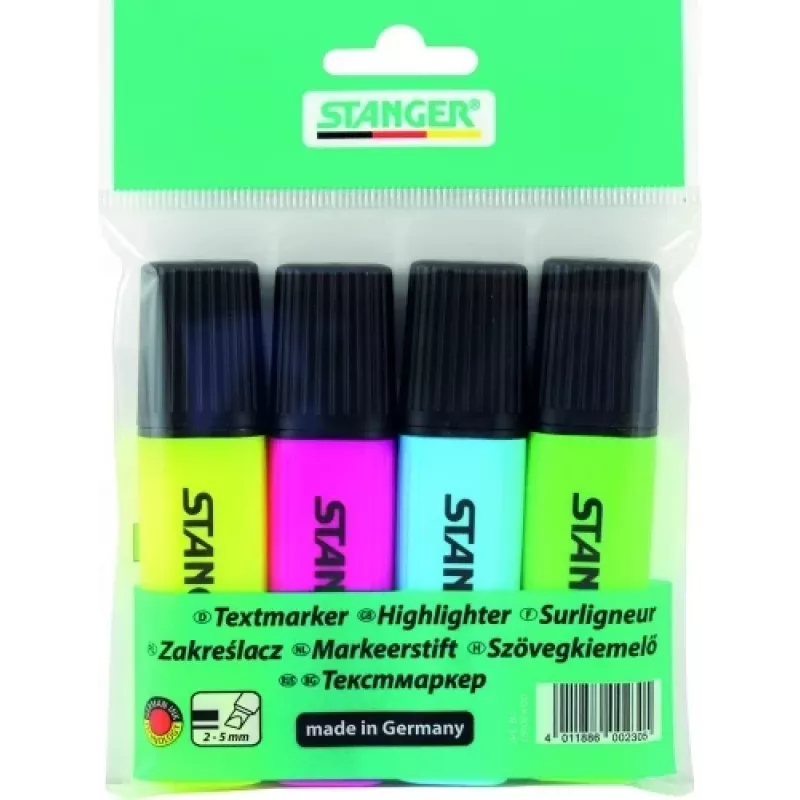 STANGER Textmarker, 1-5 mm, Set 4 Stück 180009000