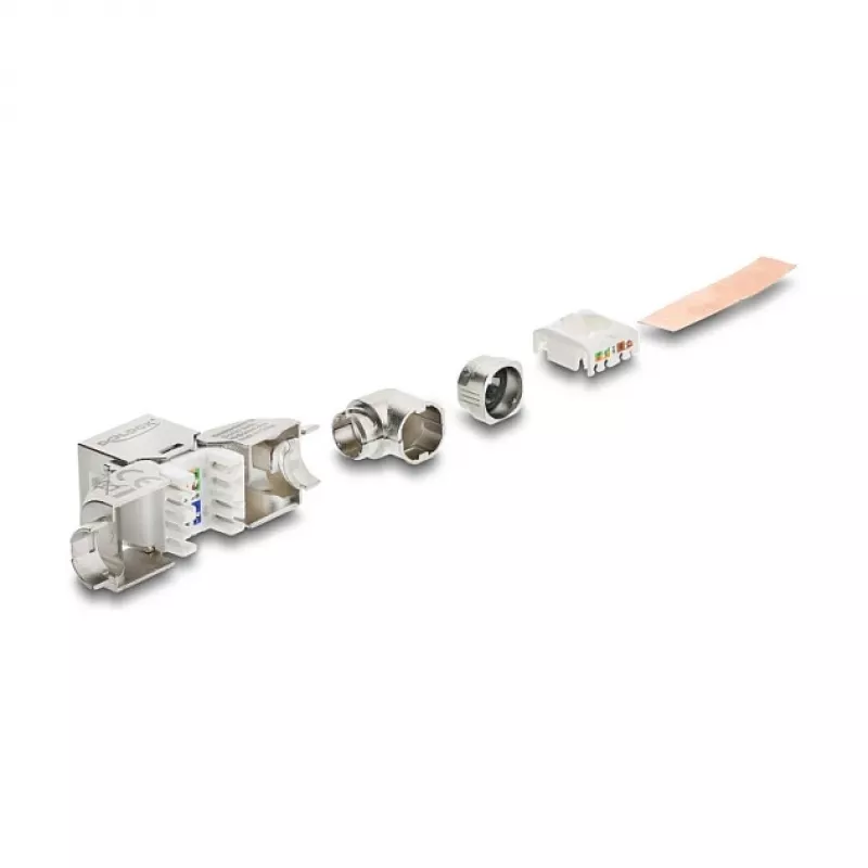 RJ45 Keystone-Modul Buchse Cat.6A werkzeugfrei 90° DELOCK 90800