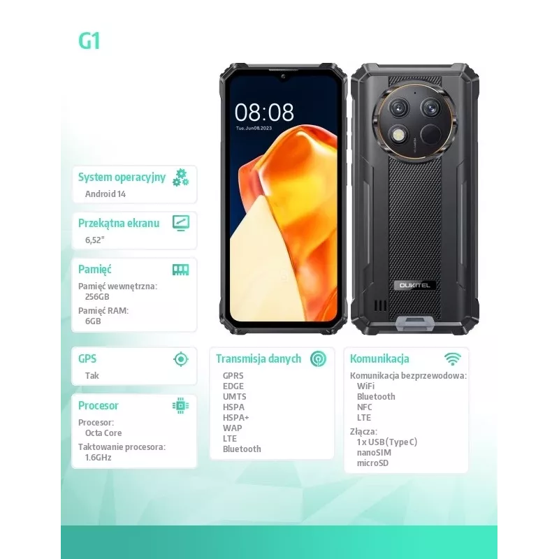 Smartphone Oukitel G1 6,52 Zoll 6GB/256GB Schwarz