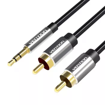 Vention 3,5-mm-Klinkenstecker auf 2RCA-Stecker Audiokabel 1 m Schwarz Metall-Typ