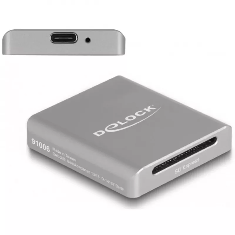 DeLOCK 91006 Kartenleser Grau SD USB Typ-C 10000 Mbit/s