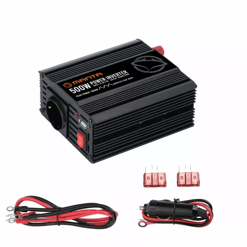 Power inverter MANTA MPI500M 500W Dauerleistung / 1000W Spitzenleistung DC auf AC