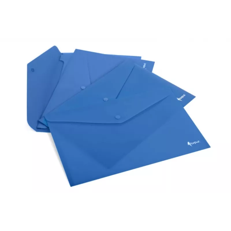 Plastik-A4-Umschlag FORPUS FO21616 blau – Dokumentenhülle, transparente Vorderseite, Druckknopfverschluss