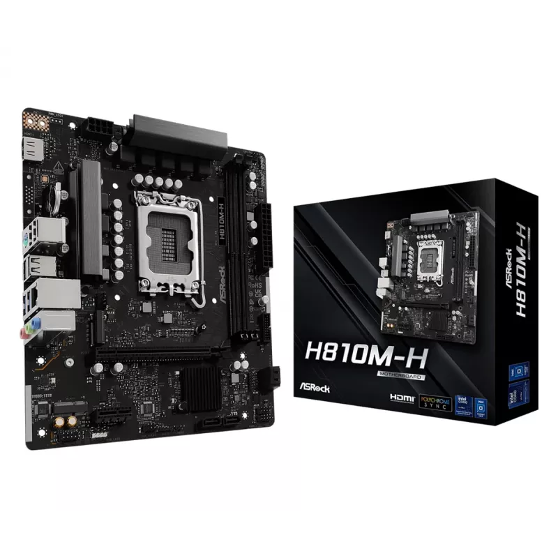 Micro-ATX-Mainboard ASRock H810M-H — Intel H810, LGA 1851 (Socket V1), 2x DIMM DDR5, bis zu 128 GB, M.2 & SATA III