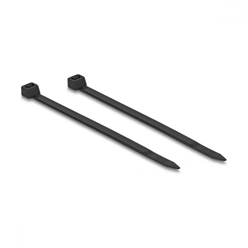 DELOCK RJ45-Stecker mit Klemmverschluss 2-polig +/− werkzeugfrei, Composite-Power-Anschluss, Stecker, schwarz/Edelstahl