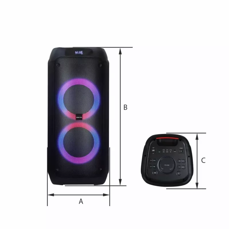 Tragbarer Lautsprecher MANTA ATTIS SPK0802 120W, Bluetooth, kabelgebundener Eingang, wiederaufladbar, FM, LED-Lichter