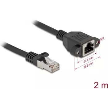 Netzwerkkabel DeLOCK 90776 Schwarz 2 m Cat6a S/FTP RJ-45