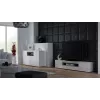 Sideboard Cama Meble VIVA 150 — weiß/weiß Hochglanz und Sonoma Eiche, 3 Türen, 5 Einlegeböden, 1500×450×800 mm